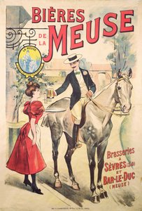 Poster pubblicitario per le Bieres de la Meuse alle Brasseries di Sevres e Bar-le-Duc